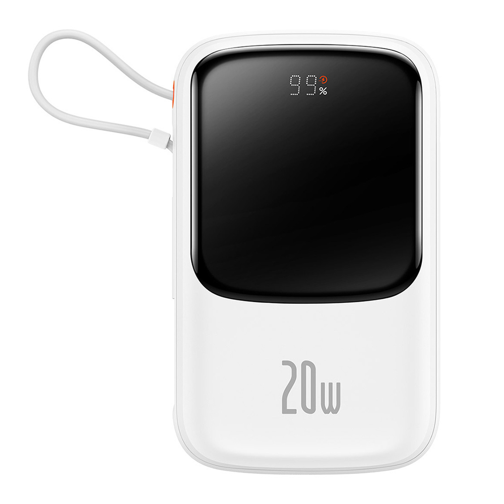 Baseus Power Bank Qpow Pro 10000mAh, 20W PD with cable Type-C 0.3m, White