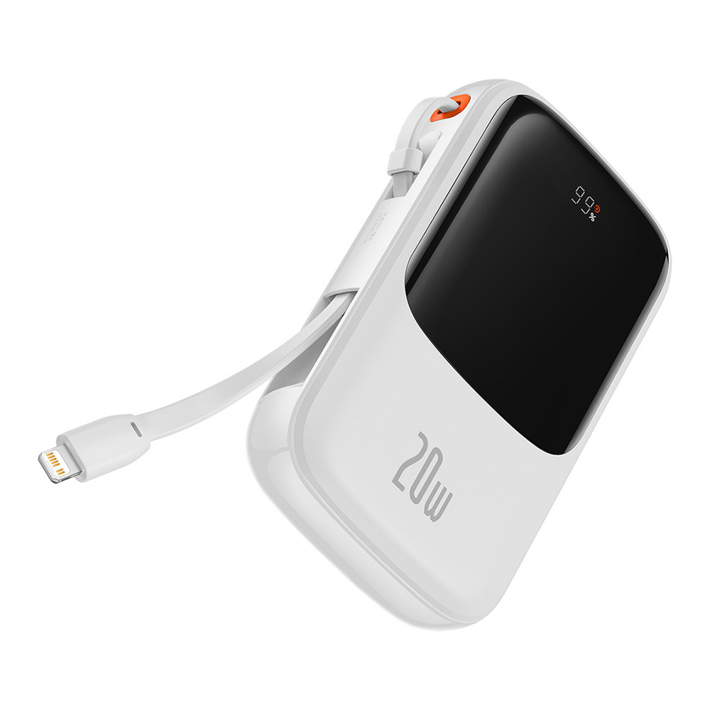 Baseus Power Bank Qpow Pro 10000mAh, 20W PD with cable Type-C 0.3m, White - Image 3