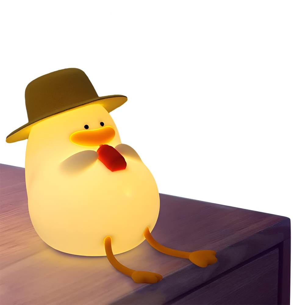 Cute Series Night Light Duck With A Hat, White - Image 3