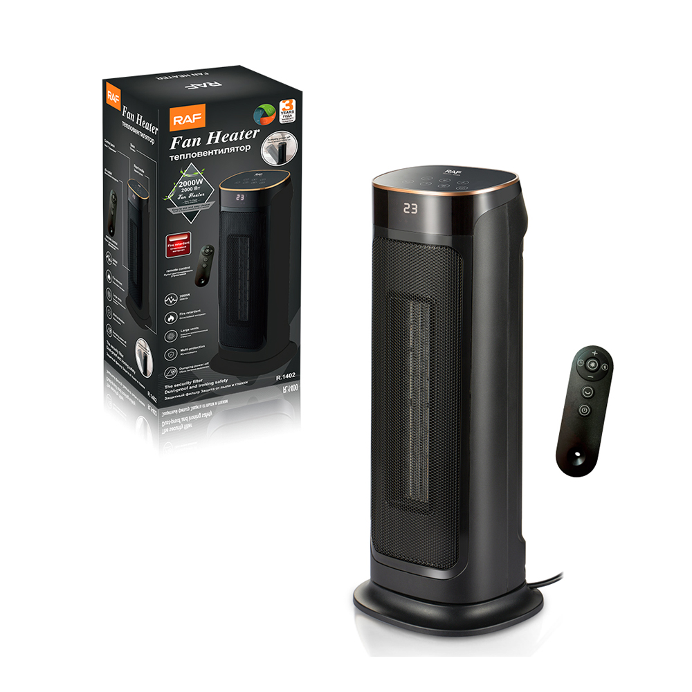 Raf Fan Heater with Remote Control, R.1402, 2000W, Black - Image 3