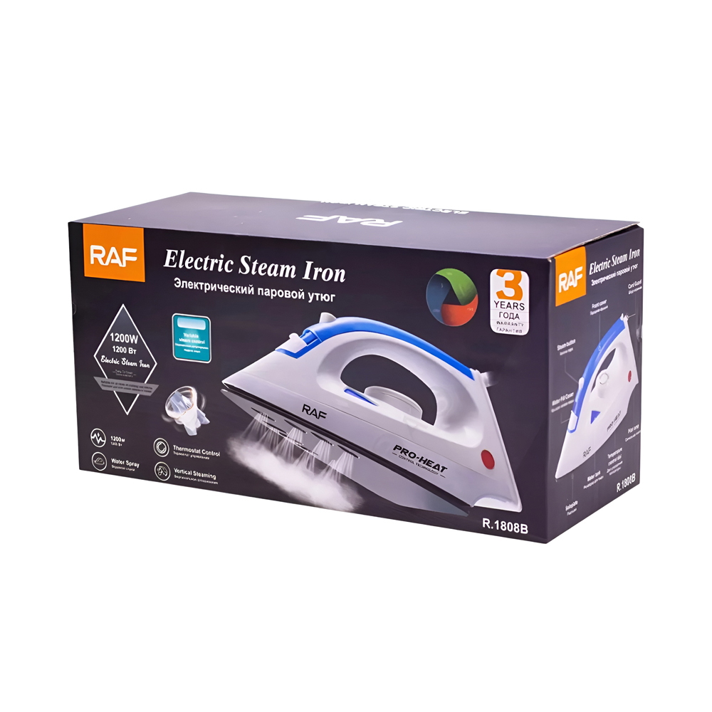 Raf Electric Steam Iron R.1808B, 1200W, White - Image 3
