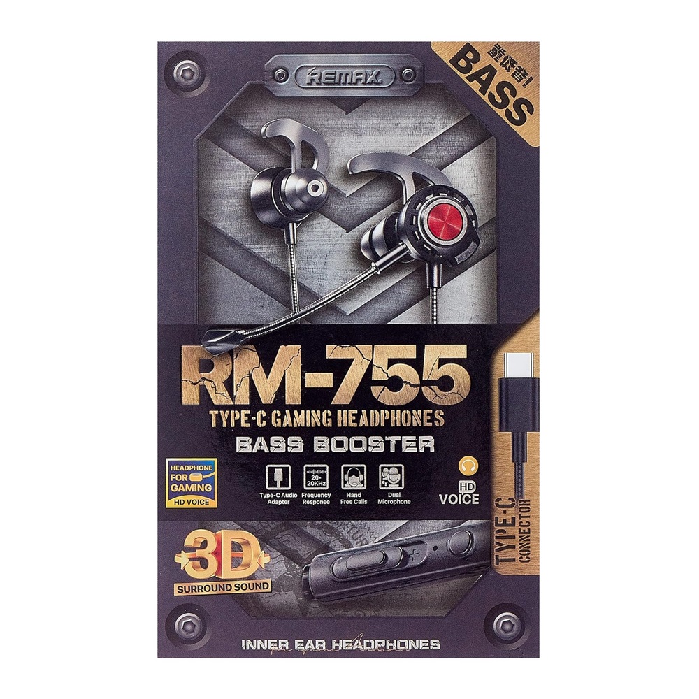 Remax Headphone Type-c RM-755 Gaming, Black-Red - Image 3