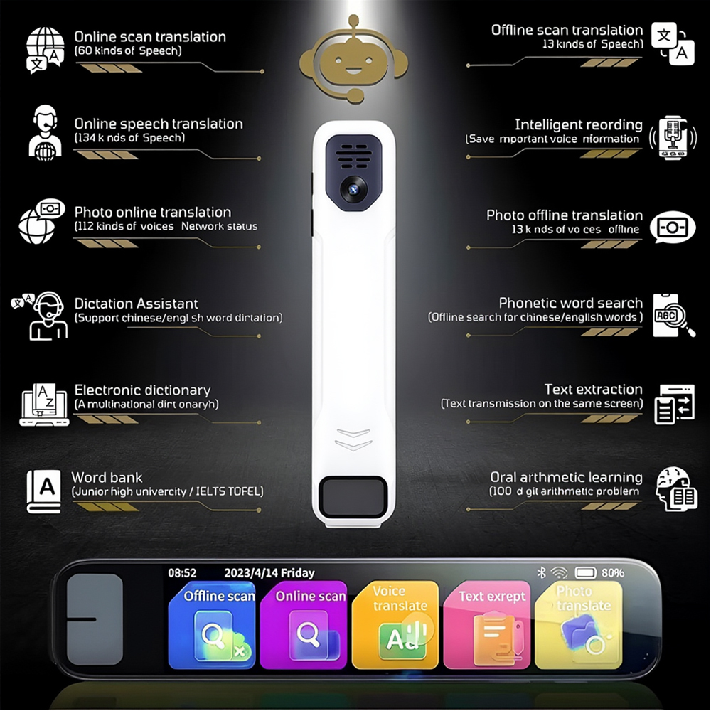 Translation Pen S08B 134 Languages/13 offline, 3.93", 1/8 GB, 820mAh, White - Image 3