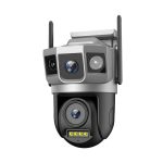 Saikiot CCTV Security Dual Lens Camera V380 Pro 4G Camera 8MP 10X Zoom 4K, Black