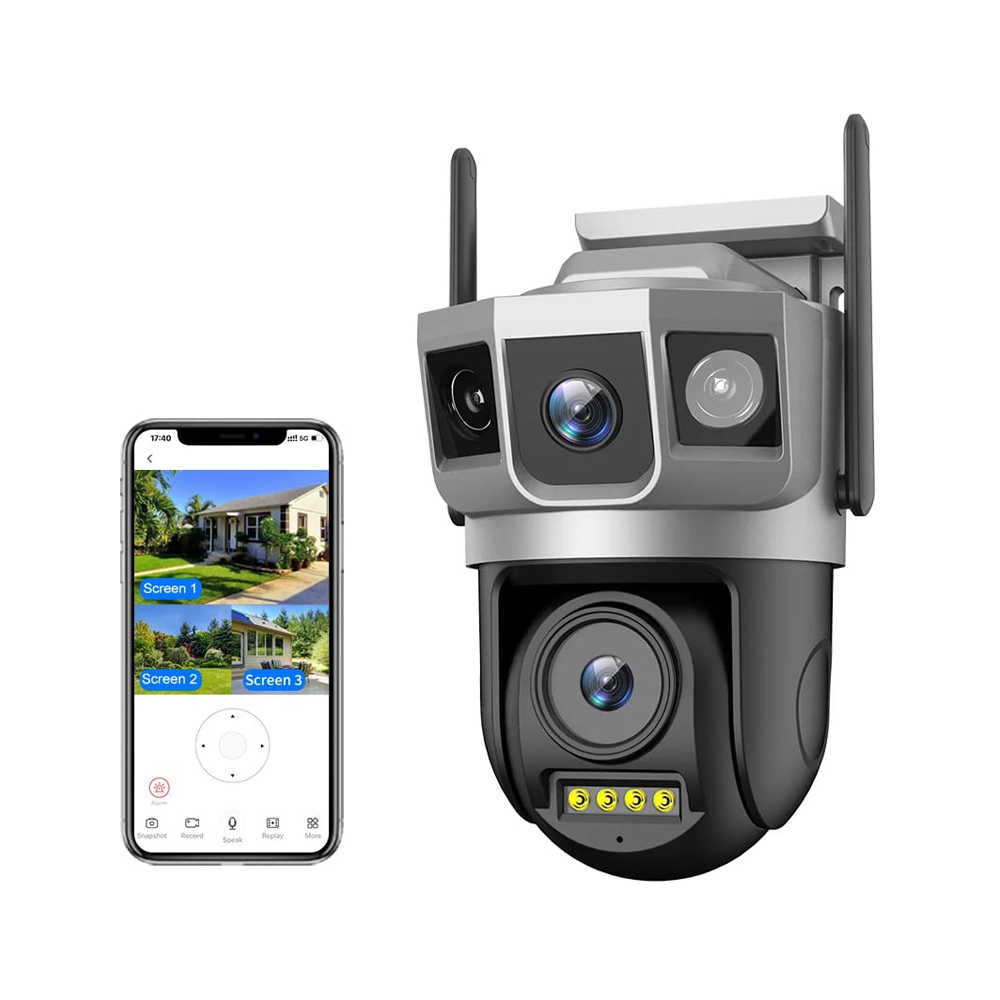 Saikiot CCTV Security Dual Lens Camera V380 Pro 4G Camera 8MP 10X Zoom 4K, Black - Image 2