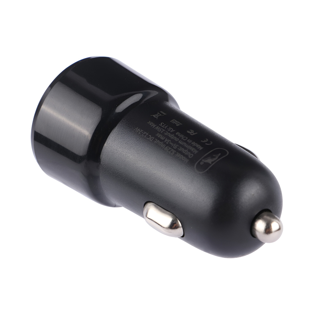 SKYDOLPHIN Car Charger 2*USB-A 15W SZ29, Black - Image 2