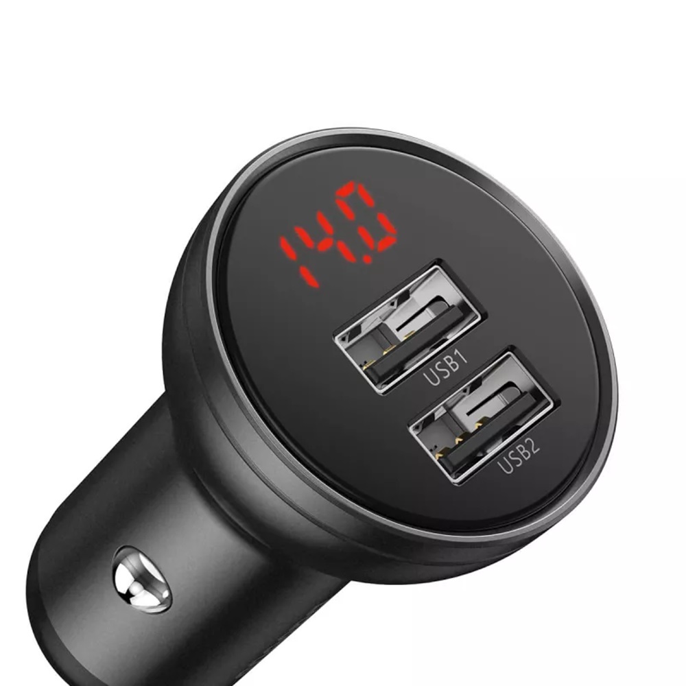Baseus Car Charger 2xUSB Fast Charge 24W (with Cable 3 in 1), Black Suit Grey - Image 2