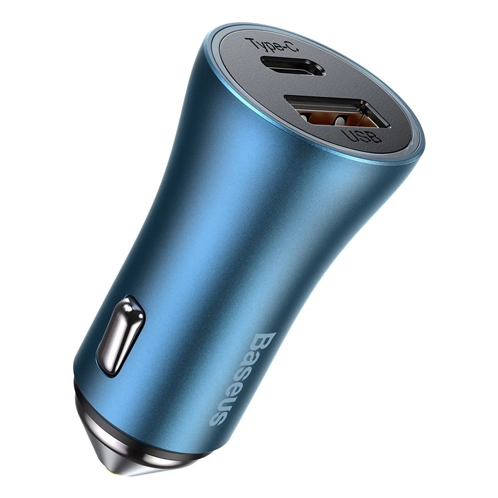 Baseus Car Charger USB/Type-C Dual Quick Charger 40W(With Baseus Cable Type-C to Lightning 1m), Blue - Image 3