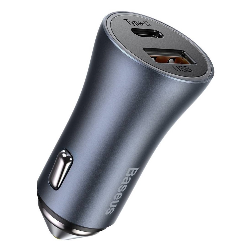 Baseus Car Charger USB/Type-C Dual Quick Charger 40W (With Baseus Cable Type-C to Lightning 1m), Gray - Image 2