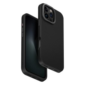 Uniq Case Hybrid Keva Max for iPhone 16 Pro Max with camera stand Carbon, Black