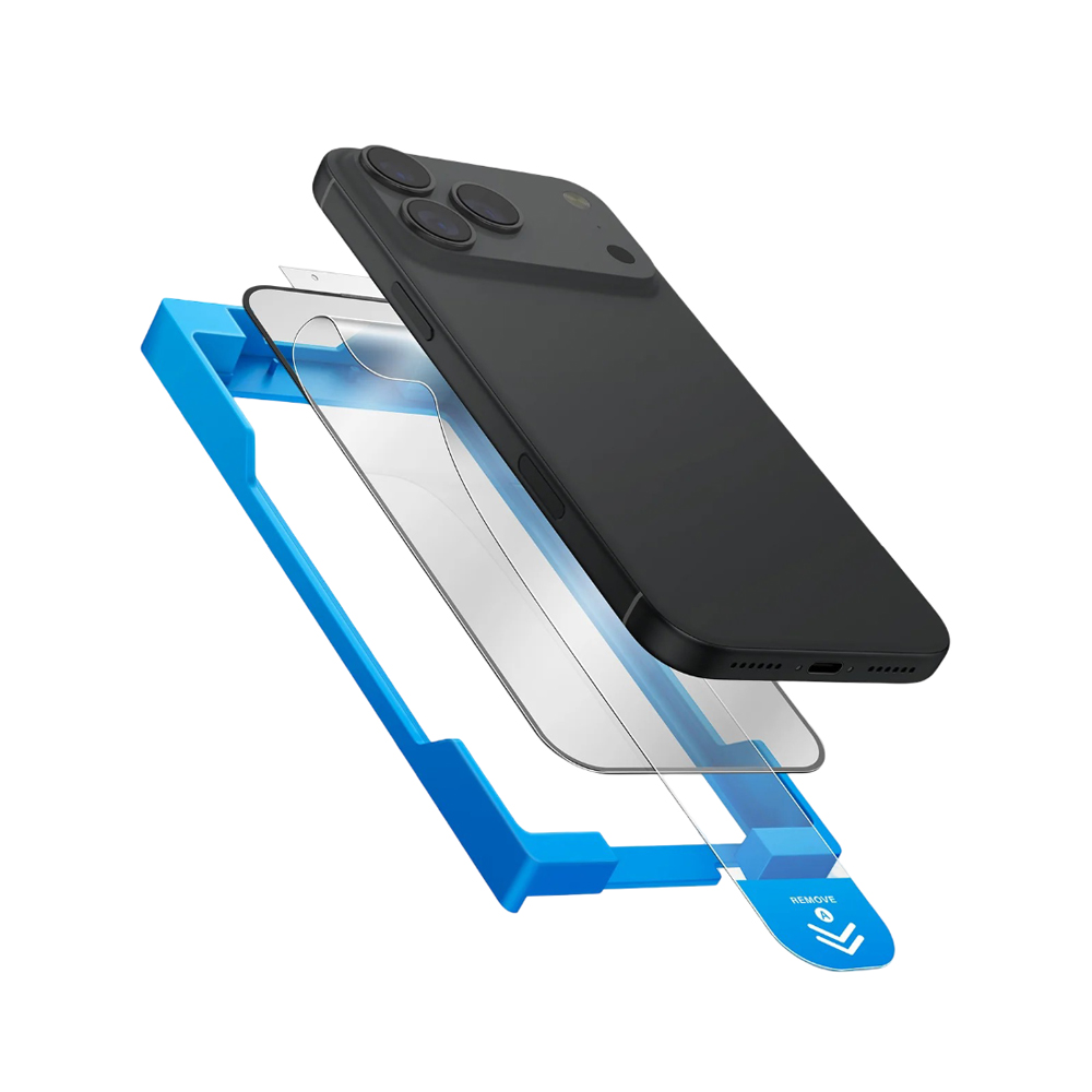Uniq Glass Screen Protector for iPhone 17 Pro Max (2025) 6.9 Vivid Exofit Optix Covex Applicator, Black - Image 3