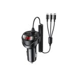 Usams Car Charger 3-in-1 C22 Dual 3.4A, Black