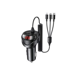 Usams Car Charger 3-in-1 C22 Dual 3.4A, Black