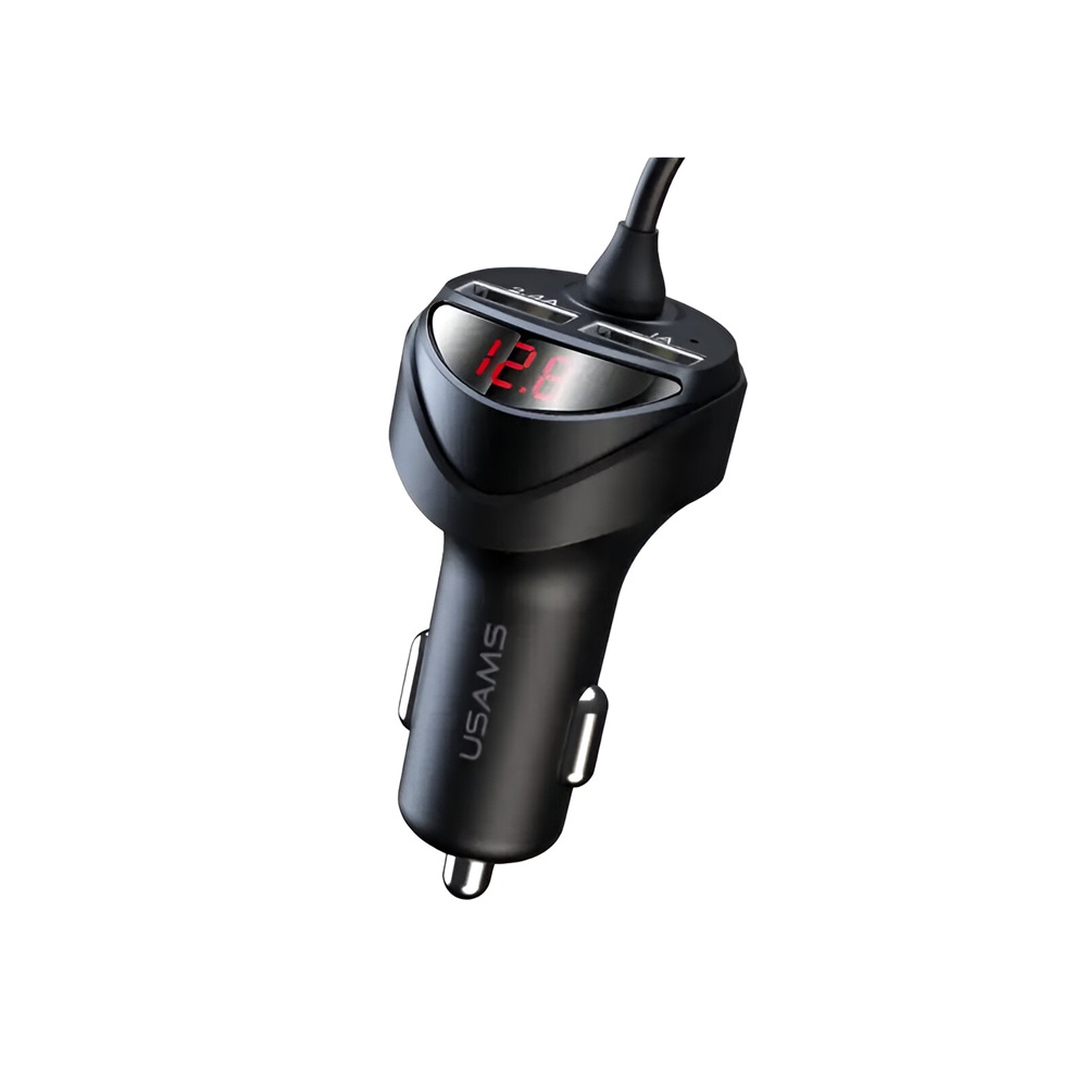 Usams Car Charger 3-in-1 C22 Dual 3.4A, Black - Image 2