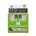 Rechargeable Li-ion USB-C batteries AA 1750mAh, 2pcs with 2in1 Type-C cable
