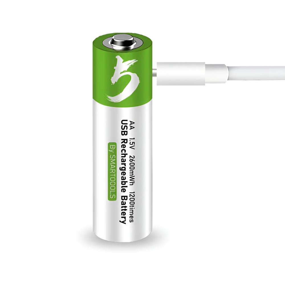 Rechargeable Li-ion USB-C batteries AA 1750mAh, 2pcs with 2in1 Type-C cable - Image 3