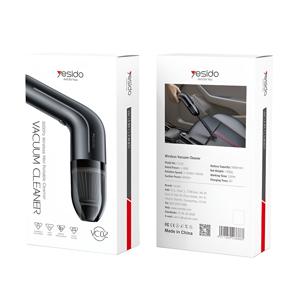 Yesido Car Vacuum Cleaner 6000PA VC02, Black - Image 3