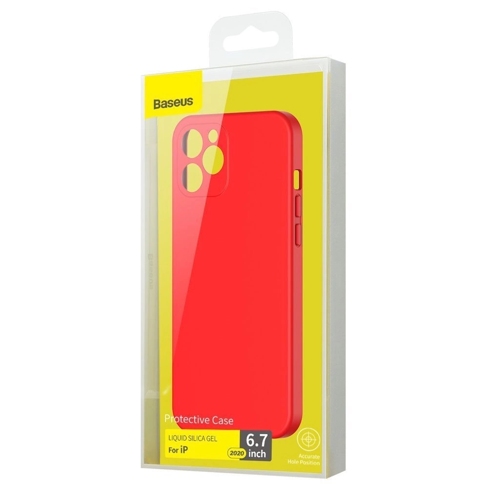 Baseus Case Liquid Silicone Gel Protective iPhone 12 Pro, Red - Image 3