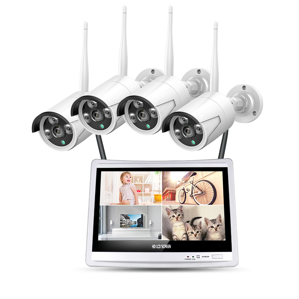 CCTV Camera System 4CH WiFi NVR Kit Wireless 2MP 1080P, White - Image 2