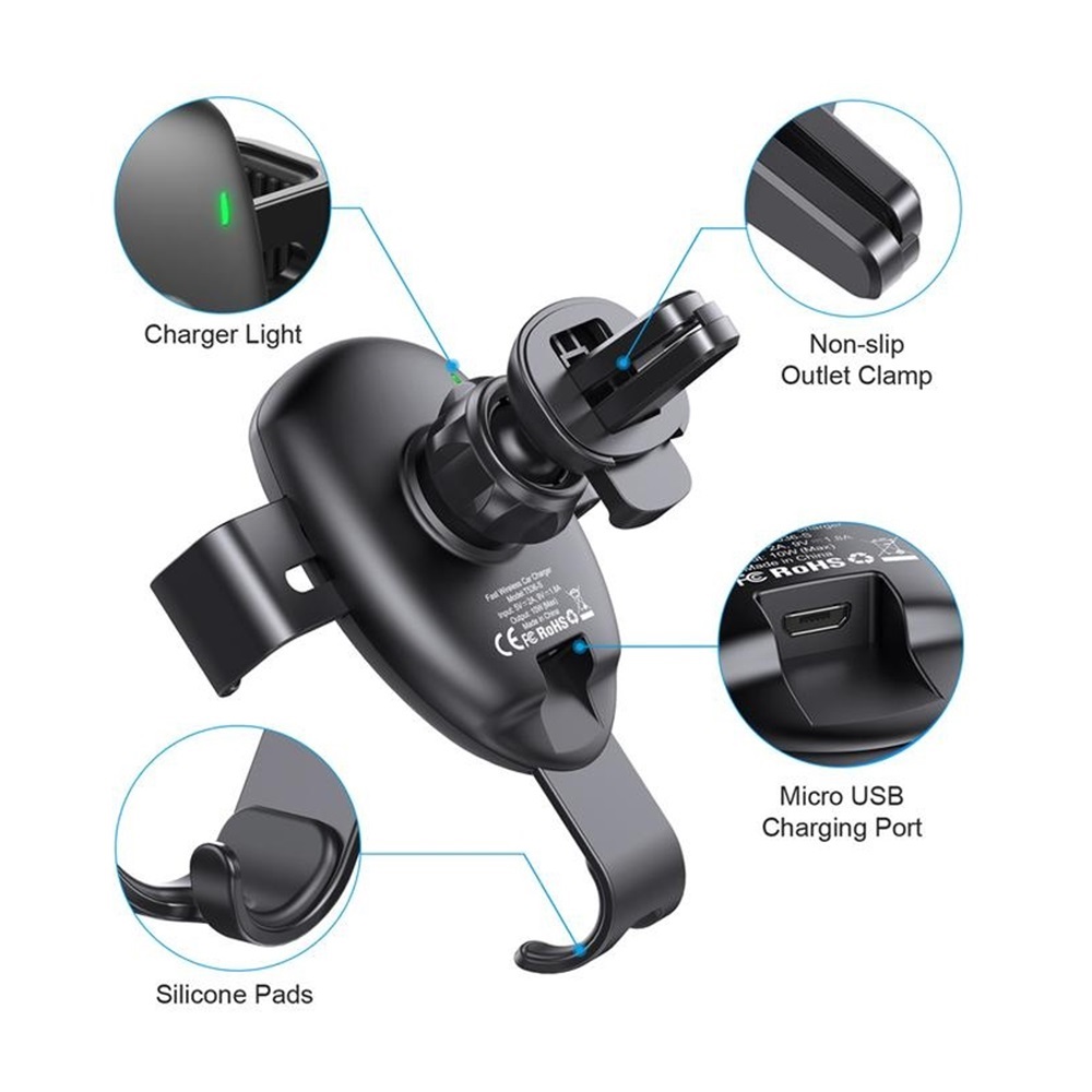 Wesdar Wireless Airvent Car Holder QC2.0, Silver - Image 2