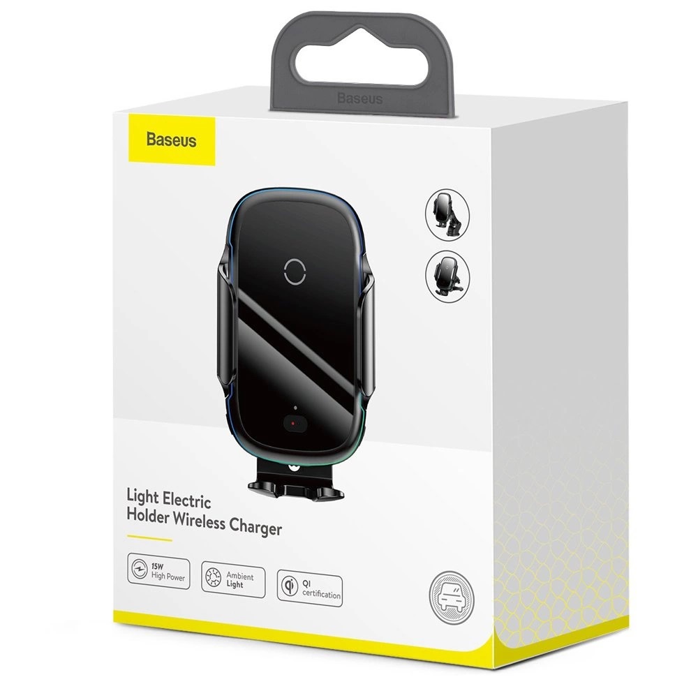 Baseus Car Holder Light Wireless Automatic Air Vent 15W Qi, Black - Image 3