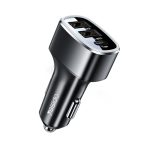 Yesido Car Charger Dual Port 2*USB-A+1*Type-C 49W 2.4A, Black