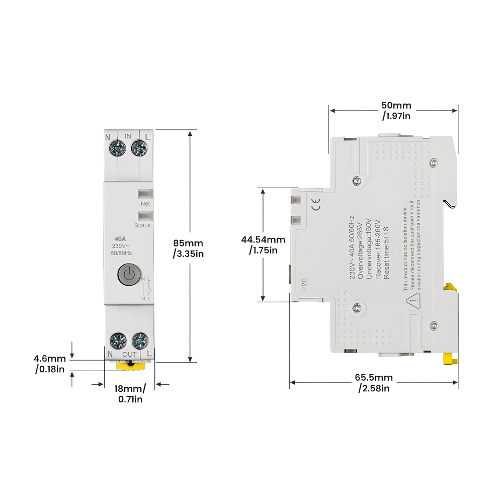 Moes Zigbee Circuit Breaker 1P 40A with Energy Monitoring( OCP / OVP / UVP) - Image 2