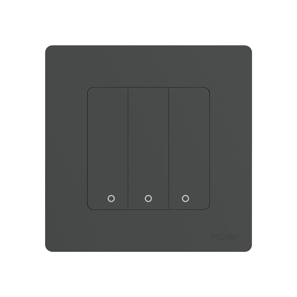 Moes Zigbee Star Ring Smart Push Button Switch 3 Gang (Neutral Optional), Grey