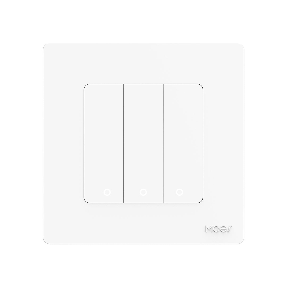 Moes Zigbee Star Ring Smart Push Button Switch 3 Gang (Neutral Optional), White