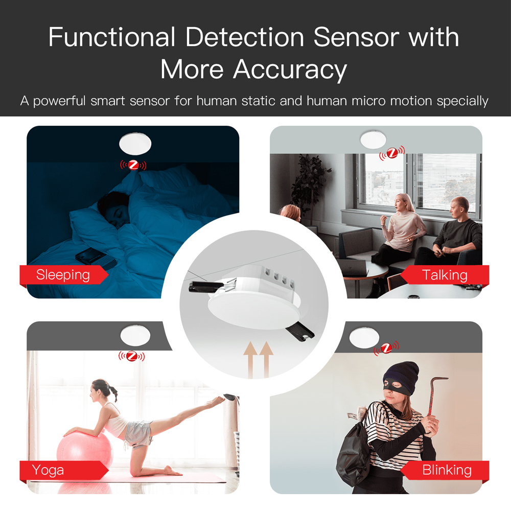 Moes ZigBee Smart Human Presence Detector, PIR mm Wave Radar Detection, Sensor Ceiling Mount - Image 3